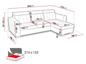 Ecksofa Zara Grün - Ecke davorstehend rechts