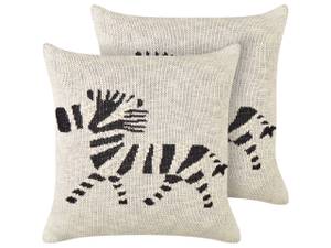 Coussin décoratif JABORI Beige - Noir - Blanc - Fibres naturelles - 45 x 10 x 45 cm