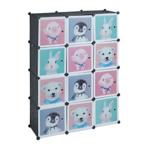 Armoire enfant modulable 8 cubes noir Noir - Vert - Rose foncé - Métal - Matière plastique - 109 x 145 x 37 cm