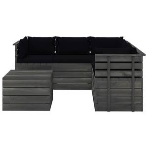 Gartensitzgruppe K114(6-tlg) Schwarz - Massivholz - 72 x 65 x 60 cm