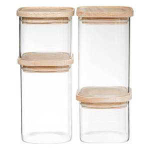 set bocal x4 ver + bois hermet, transpa Bois massif - 12 x 27 x 23 cm