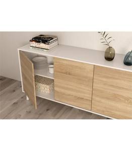 Buffet Zaiken Plus Blanc - Bois manufacturé - Matière plastique - 41 x 75 x 154 cm