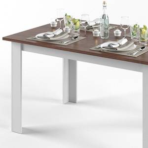 Table à manger Karlos blanche/Noyer Imitation noyer - Blanc