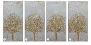 Acrylbild handgemalt Tree of Life Grau - Massivholz - Textil - 60 x 120 x 4 cm