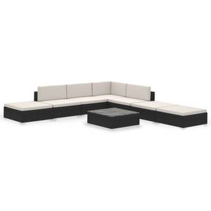 Gartenmöbel Set Schwarz - Polyrattan - 74 x 6 x 74 cm