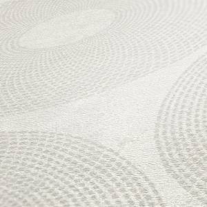 Papier peint Cercles Blanc Gris Gris - Blanc