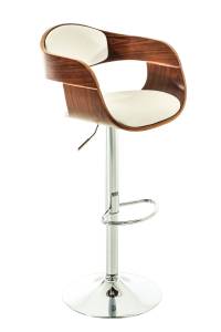 Tabouret de bar Kingston Imitation noyer - Blanc