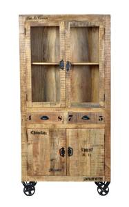 RUSTIC Vitrine Braun - Massivholz - Holzart/Dekor - 90 x 180 x 40 cm