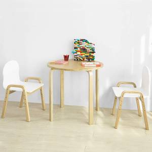 Lot de 2 Chaises KMB24-Wx2 Blanc - En partie en bois massif - 40 x 53 x 32 cm