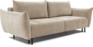 Samt Schlafsofa Gloria mit Bettkasten Beige