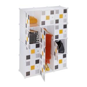 Armoire modulable 8 compartiments blanc Noir - Orange - Blanc - Métal - Matière plastique - 110 x 145 x 37 cm