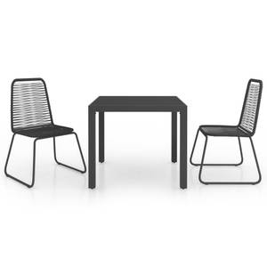 Salle à manger (lot de 3) 3004878-1 Noir - Métal - Matière plastique - Rotin - 79 x 74 x 79 cm