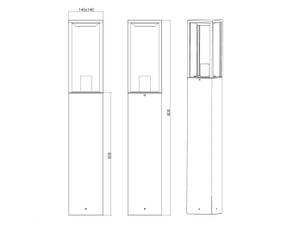 Wegeleuchte Glaan Grau - Glas - Metall - 14 x 80 x 14 cm