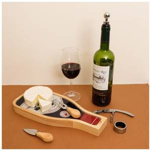 Coffret pour le vin et le fromage Noir - Bois manufacturé - 15 x 3 x 35 cm