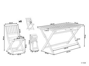 Gartenset CENTO 7-tlg Braun - Grau - Massivholz - 140 x 90 x 75 cm