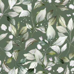 Papier Peint Brindilles FEUILLES Plantes Noir - Gris - Vert - Blanc - Papier - Textile - 53 x 1000 x 1000 cm