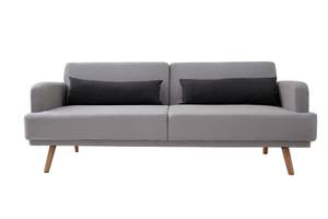 3er Sofa STUDIO Braun - Grau - Textil - Holzart/Dekor - 200 x 82 x 75 cm