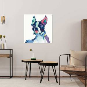 Tableau animaux Bouledogue Ulysse 80 x 80 cm - Fibres naturelles