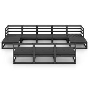 Garten-Lounge-Set (10-teilig) 3009740 Schwarz - Massivholz - Holzart/Dekor - 70 x 30 x 70 cm