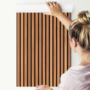 Papier Peint planches imitation bois Marron - Papier - 53 x 1000 x 1000 cm