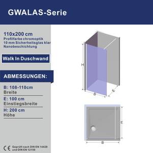 Walk In Duschabtrennung Glas Duschwand Breite: 110 cm