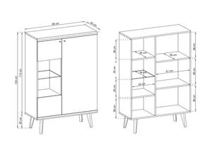 Vitrinenschrank PRIMO PWT90 LED Beige - Weiß - Holzwerkstoff - Kunststoff - 90 x 134 x 40 cm