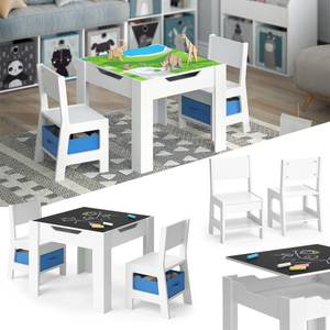 Kindersitzgruppe „Stella“ Weiß/Blau Weiß - Holz teilmassiv - 30 x 48 x 30 cm