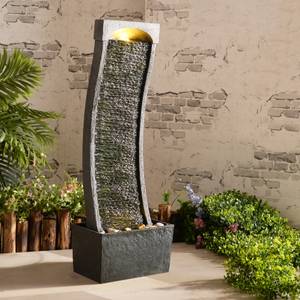 Wasserfall Wasserbrunne Wasserfontäne Grau - Kunststoff - 22 x 98 x 34 cm