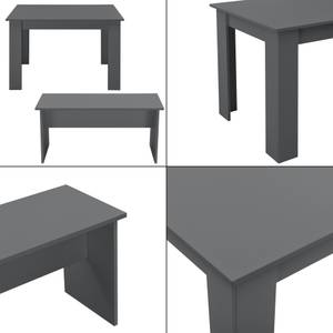 Lot de Table et 2 Bancs Hokksund Gris