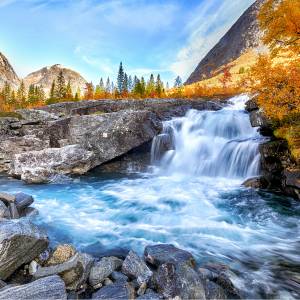 Fototapete Landschaft WASSERFALL 3D 300 x 210 x 210 cm