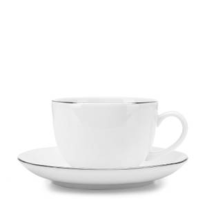 Kaffeeservice MUSCARI 36-tlg 6 Personen Hochglanz Platingrau - Weiß