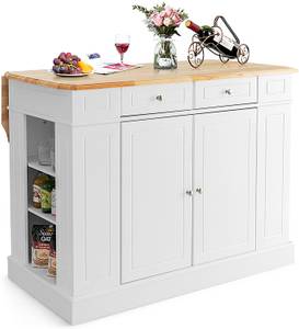Kücheninsel mit ausziehbar Arbeitsplatte Weiß - Holzwerkstoff - 61 x 92 x 120 cm