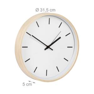 Wanduhr ohne Tickgeräusche Schwarz - Braun - Weiß - Holzwerkstoff - Glas - Metall - 32 x 32 x 5 cm