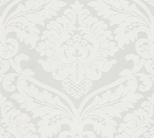 Ornament Tapete Weiß Grau Weiß - Kunststoff - Textil - 53 x 1005 x 1 cm