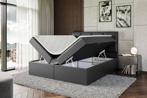 Boxspringbett GALMA Hochglanz Schwarz - Breite: 200 cm - H4