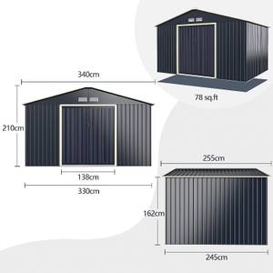 Gerätehaus Metall abschließbar 255 x 210 x 340 cm