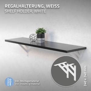 Regalhalter 2er Set aus Aluminium Weiß - 24 x 24 cm