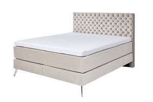 Lit boxspring SINDAR avec topper confort Beige - Noir - Largeur : 162 cm - Argenté