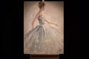 Acrylbild handgemalt Die Eisprinzessin Blau - Massivholz - Textil - 75 x 100 x 4 cm