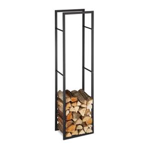 Etagère bois de cheminée Noir - Métal - 45 x 170 x 30 cm