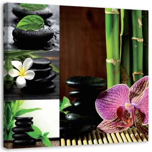 Wandbilder Orchidee Zen Steine Bambus 40 x 40 cm