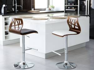 Tabouret de bar PETERSBURG Marron - Blanc - Cuir synthétique - 42 x 112 x 42 cm