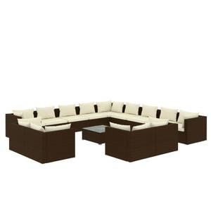 Salon de jardin 3013640-1 (lot de 14) Marron - Blanc - Métal - Polyrotin - 70 x 60 x 70 cm