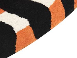 Tapis enfant RAJAH Noir - Orange - Blanc - Fourrure véritable - 100 x 1 x 155 cm