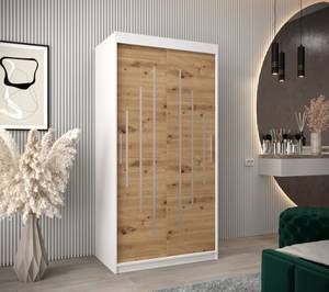 Armoire à portes coulissantes york Imitation chêne - Blanc - Largeur : 100 cm - 2 porte