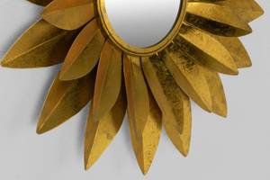 Miroir mural Sunflower Ring Doré - Métal - 90 x 90 x 7 cm