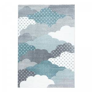 Tapis enfant CLOUDY ⌀120 bleu Bleu - 120 x 120 cm