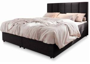 Boxspringbett MERIL Hochglanz Schwarz - Breite: 180 cm