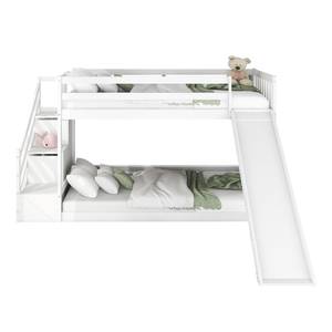 Lit superposé lit enfant Jupitur Ⅵ Blanc - Bois manufacturé - Métal - Bois massif - 223 x 125 x 243 cm