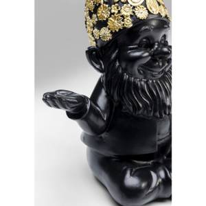 Deko Figur Zwerg Meditation Schwarz - Gold - Kunststoff - Stein - 15 x 19 x 10 cm